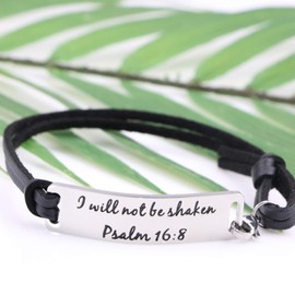 Yiyang Leather Bracelet for Women Men Religious Faith Gifts for Women Engraved I Will Not Be Shaken Christmas Surprising Gifts for Friends Yourself