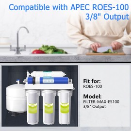 MewMore 5 Stage ROES-100 RO Water Filter Replacement FILTER-MAX-ES100 100 GPD Set for APEC ROES-100 Reverse Osmosis System, 3/8" Output