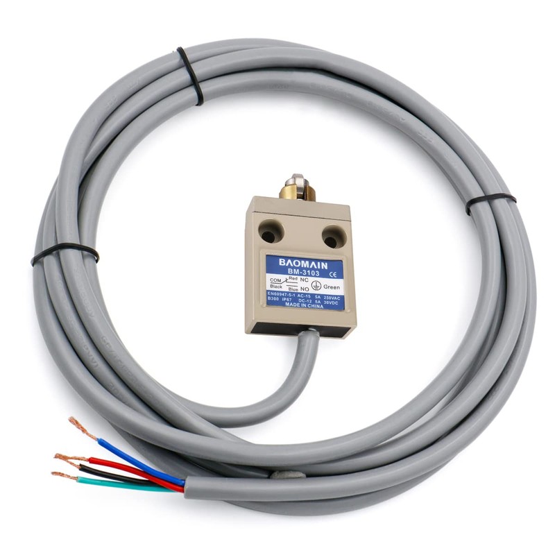 BAOMAIN Limit Switch BM-3103, Stainless Steel Cross Roller Plunger, 1NO+1NC