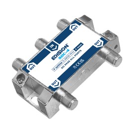 EDISION SDC-4 SAT Splitter 4-Way Suitable for TV, Satellite, Cable TV, Radio, Unicable, Frequency Range 5-2400 MHz, DVB-S2, DVB-T2, DVB-C, DC Passage, 4-Way