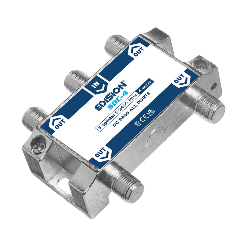 EDISION SDC-4 SAT Splitter 4-Way Suitable for TV, Satellite, Cable