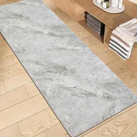 Petgrow Earth Bath Rug Quick Dry Bathroom Runner Rug Absorbent Stain Resistant 2FTX7FT,Non-Slip Long Bath Rug Runner Carpet Door Mat for Hallway Floor Entryway Laundry,Easy to Clean/Custom Size，Grey