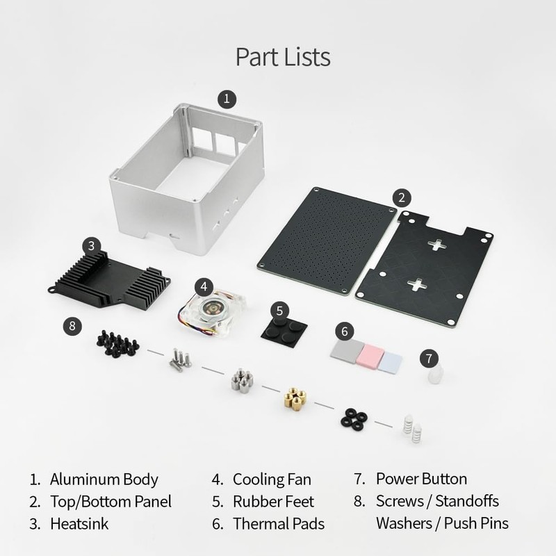ElectroCookie Raspberry Pi 5 Case, Compact Aluminium Case with Active