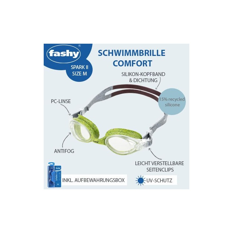 fashy Spark II Comfort Unisex Swimming Goggles Green