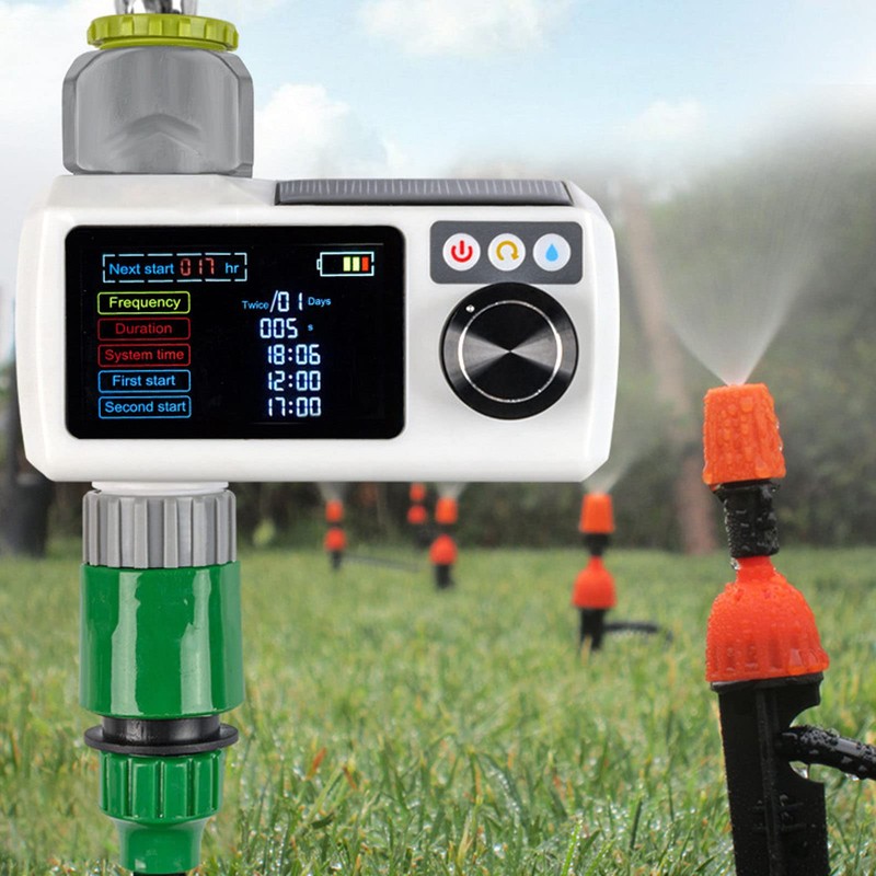 Shanrya Temporizador de Riego Solar con Pantalla Grande, Detección de