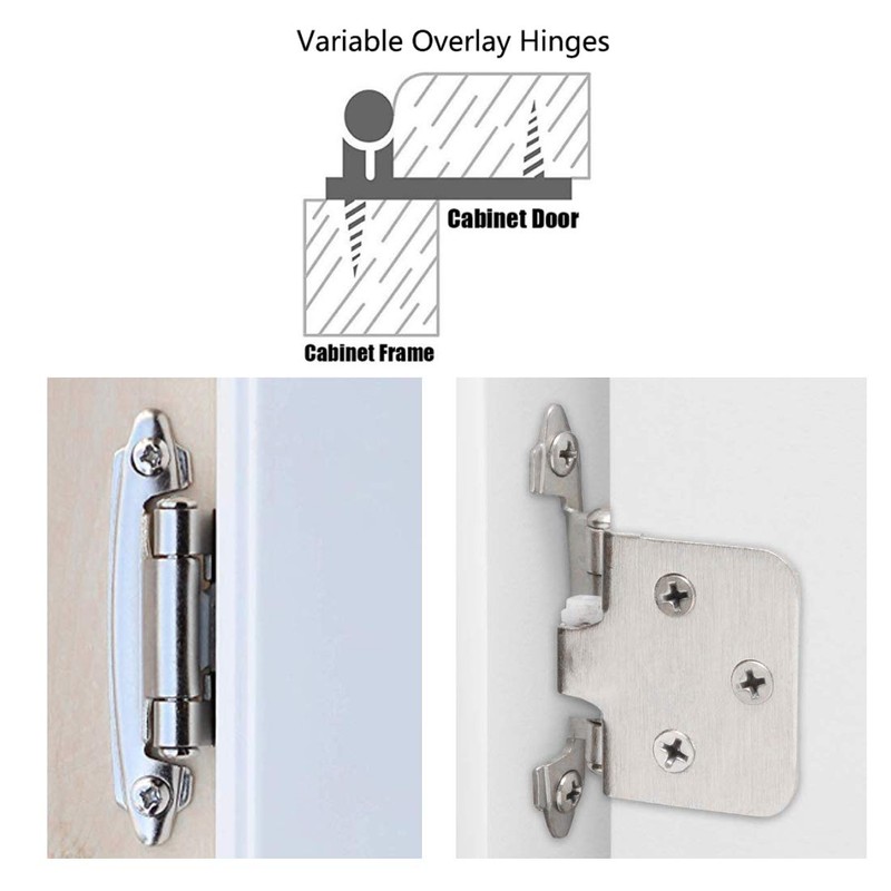 SDTC Tech 4-Pack Overlay Cabinet Door Hinges Nickel Plated Self-Closing