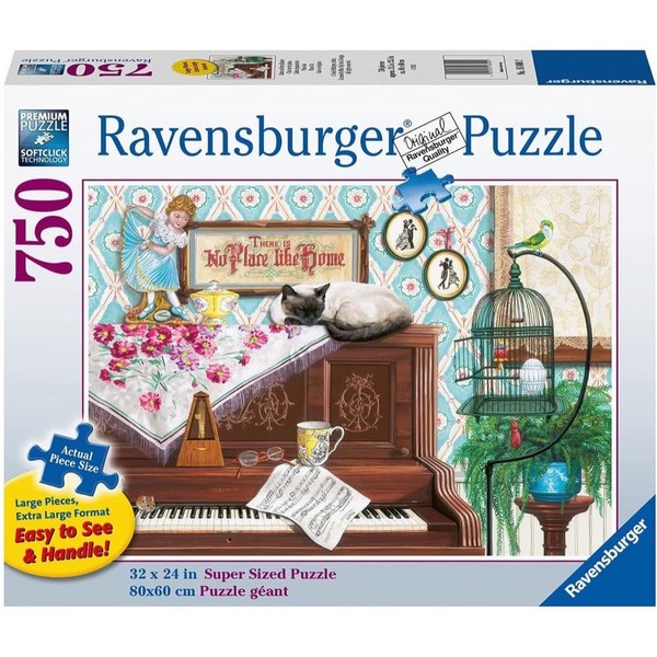 Ravensburger Piano Cat 750 Piece Large Format Jigsaw Puzzle for Adults - 16800 - Every Piece is Unique, Softclick Technology Means Pieces Fit Together Perfectly