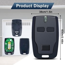 3 Pack Garage Remote for BFT MITTO B2, 433.92MHZ Electric Gate Fob, 2 Channels Garage Door Remote Fit for Rolling BFT Mitto 2, Kleio, Ghibli, TRC 2, Kleio, Ghibli,TR