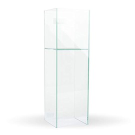 Clear Floral Glass Square Planter 14" H x 5.5" W x 5.5" L - Reversible Plate Vision Glass Pot