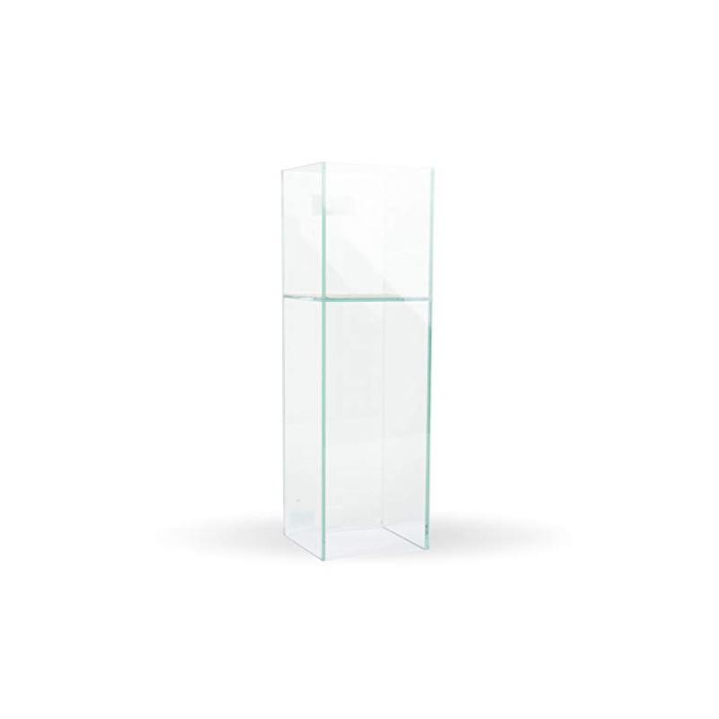 Clear Floral Glass Square Planter 14" H x 5.5" W