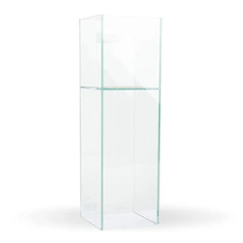 Clear Floral Glass Square Planter 14" H x 5.5" W x 5.5" L - Reversible Plate Vision Glass Pot