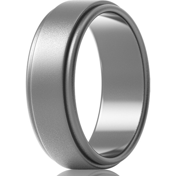 ThunderFit Silicone Wedding Ring for Men - 1 Ring (Silver,