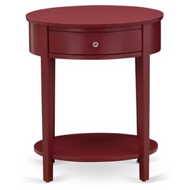 East West Furniture HI-13-ET Modern End Table with 1 Wooden Drawer, Stable and Sturdy Constructed - Burgundy Finish