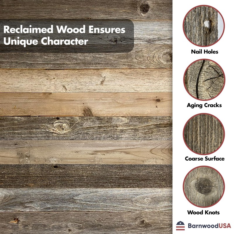 Real Reclaimed Wood Planks - Easy Nail-Up Shiplap Panels for