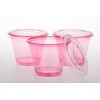 Golden Apple, 9oz-50sets Pink Red Plastic Cups with Clear Flat