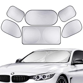 KITCHEN CHOICE Parasol para Auto,6Pcs para Sol Automovil Plegable,con Bolsa de Almacenaje,Protección Solar Total, Bloquea Rayos UV,Sombra para Auto,SUV, Camión