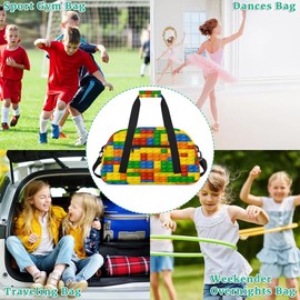Building Block Kids Overnight Duffel Bags Portable Weekender Sleepover Bags for Girls Boy Travel Sports Gym Bag Waterproof Carry on Tote Bag Expandable Work Out Handbags
