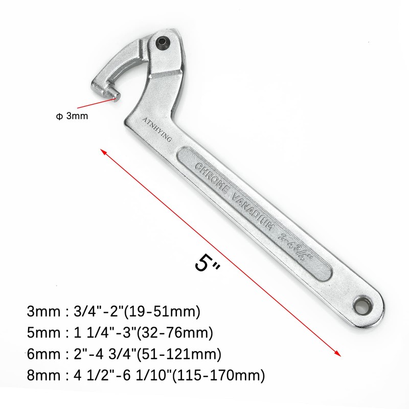 ATNHYING 4 pcs Spanner Wrench Set, Adjustable C Pin Spanner
