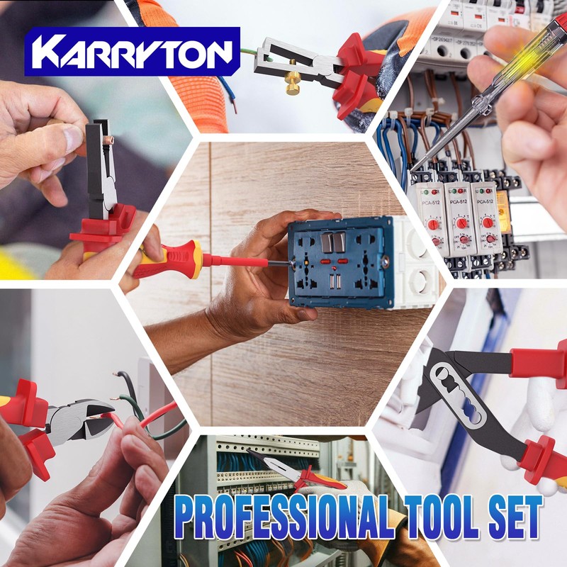 KARRYTON 14PC 1000V Insulated Electrician Tool Set,VDE Certified Electrical Tools