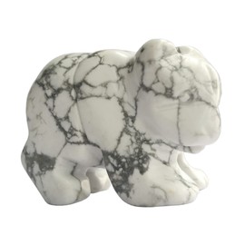 Manekieko Natural White Howlite Turquoise Bear Figures, 1.5 Inch Hand Carved Crystals and Healing Stone Statues Home Decoration Crafts