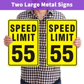 Speed Limit Sign, 55 MPH Speed Limit Sign for Street, (2 pack)18 x 12 inches Large Aluminum Reflective Signs Rust Free and UV Protected (55 MPH)