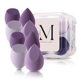 Makeup Sponges, 8 Pieces Purple Professional Face Sponges Makeup Sponges for Liquid Foundation Powder and Concealer Dry and Wet Latex Free and Soft