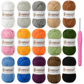 15 Pack 100% Milk Cotton Yarn for Crocheting, 750g/1968.5yd Baby Yarn for Crocheting Soft, Fuzzy 5 Ply Cotton Crochet Amigurumi Yarn for Puzzle/Clothes&Crafts(Set C)