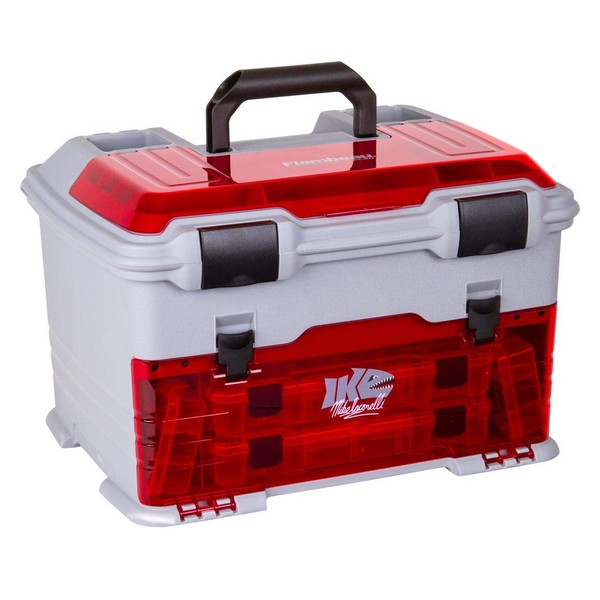 Flambeau Outdoors T5PW "IKE" Multiloader Tackle Box, Fishing Organizer with Tuff Tainer Boxes Included, Zerust Anti-Corrosion Technology - Translucent Red/Gray
