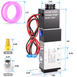 TAILONZ PNEUMATIC 1/4"NPT Solenoid Valve AC110V Single Coil Pilot-Operated Electric 2 Position 5 Way Connection Type 4V210-08 Outlet wire