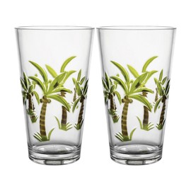 Supreme Housewares Water Tumblers Cups, 24 oz Durable Acrylic Plastic Highball Tumblers, Set of 2, BPA-Free Reusable Stackable Shatter-Proof Plastic Drinkware (24 oz, Palm Tree)