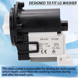 WM2301HW Drain Pump Motor Fit for LG Washer WM2487HWMA WM2688HWM WM2277HW WM2233HS WM2277HS WM2487HWM WM2501HWA WM2010CW WM2140CW WM2301HR WM2455HG WM2501HVA WM2650HRA WM2655HVA WM2701HV