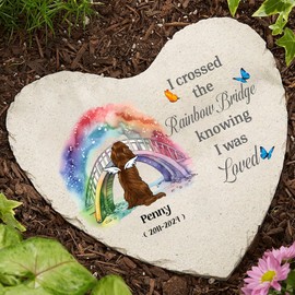 NAZENTI Cavalier King Charles Spaniel (Cavalier) Tan Dog Memorial Gifts for Loss of Dog, Dog Memorial Stone, Rainbow Bridge Dog Sympathy Gifts, Dog Memorial Plaque