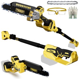 TROOZY Cordless Pole Saw, 8-INCH 2-IN-1 Chainsaw, Electric Tree Trimmer with 9FT Telescopic Pole, 180°Angle for Tree Branches Pruning & Wood Cutting,Compatible with Makita Battery (no battery)