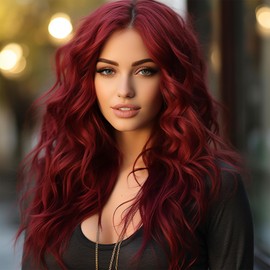 Leuik Synthetic Curly Wig|Deep Wave Frontal Wig|Wigs for Black Women&White Women (Wine Red)