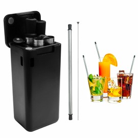 Foldable Straw with Storage Box, Travel Reusable Folding Stainless Steel Straw With Case, Portable Collapsible Set PINK (Black)