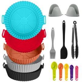 KIROGILY Silicona para Freidora de Aire, Accesorios para Freidora de Aire de 11 PCS que Incluye Cinco Air Fryer Silicon Redondo y Moldes para Freidora de Aire, Moldes de Silicona