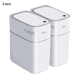 Joybos Smart induction Save space Waterproof Bathroom Trash Can,Garbage Can, Slim Narrow cute Trash Bin for Office,Kitchen,Bedroom,Nordic style:_2pc Motion Sensor W/ Auto Suction