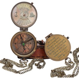 Brass Compass for Religious Gifts, Confirmation Gifts, Baptism Gifts, Best Easter, Christian Gifts for Men, Catholic Gifts, Birthday Gifts, Gifts for Teen Age, Graduation Gifts. (Be Strong)