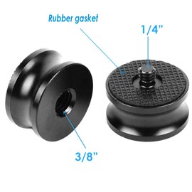 (2 Packs) 3/8" Female to 1/4" Male Thread Screw Mount Metal Adapter, 3/8 inch - 1/4 inch Tripod Plate Screw, Aluminum Alloy, Rubber Gasket