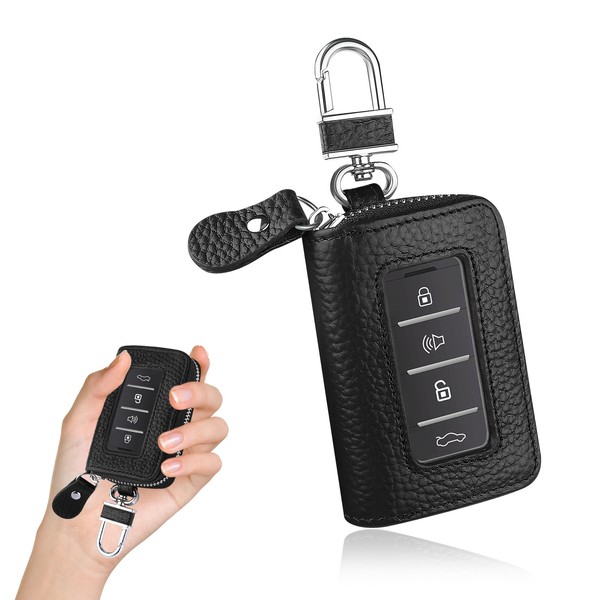 Car Key Fob Cover with U-Clasp,Leather Car Key Case Built-in