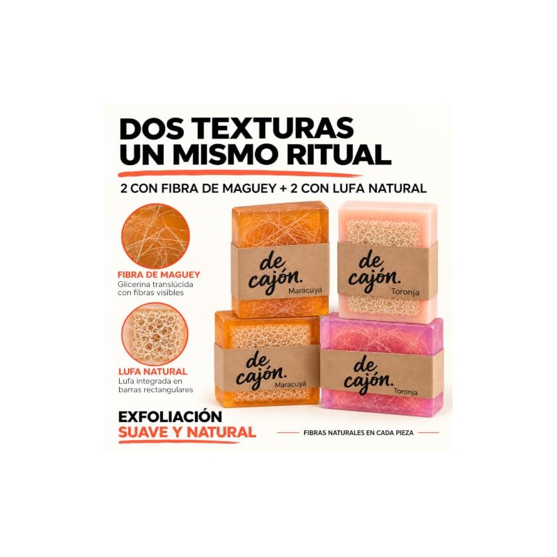 Jabones Exfoliantes con Fibras Naturales · Cítricos · 4 Barras