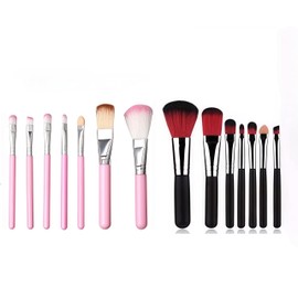 Glowify Children Makeup Brushes, 7Pcs+7PCS Makeup Brush Set Foundation Eyebrow Eyeliner Brush Cosmetic Concealer Brushes for Kids Girls, Women trave - Pink+Black case (7 pink +7 Black)