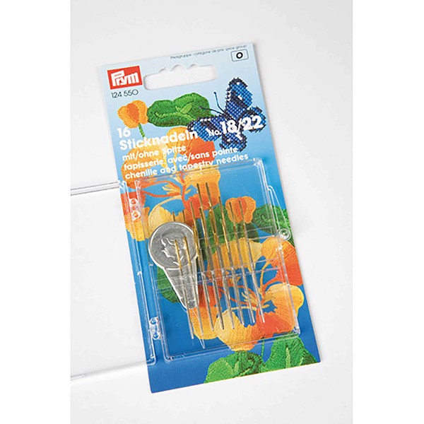 Prym Tapestry + Chenille Needles Assorted No. 18-22 Silver col with Threader