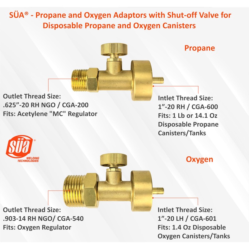SÜA - Propane Adaptor with Valve - CGA-600 (1 Lb