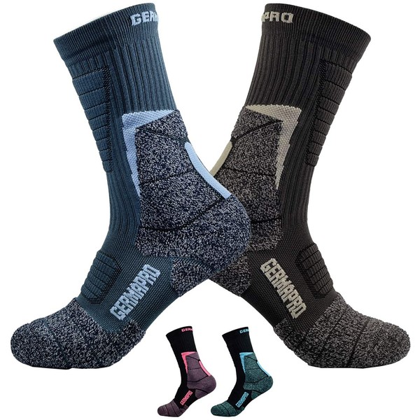 Men's Hiking Socks Work Boot Socks w/Anti-Blister-Odor Moisture Wicking Germanium & Coolmax Lite-Compression 1/2 pairs