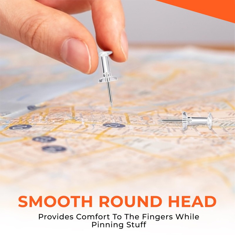 Janrax Pack of 100 Clear Push Pins Transparent Cork Board