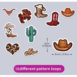 Rollo 500 pcs etiquetas, calcamonías, pegatinas, stickers estilo Vaquero (Cowboy) 2.5 cms (1 pulgada), 8 Diseños de Etiquetas Adhesivas para Niños, Decoración, Fiestas, etc.