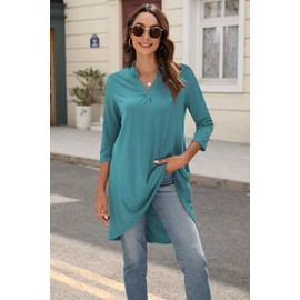 Naggoo 3/4 Sleeve Tops Womens 2024 Trendy Work Dressy Casual Shirts Bean Green XXL