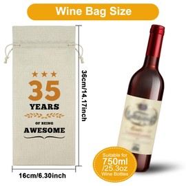 35th Birthday Gifts for Women Men Wine Bag for Her Him Turning 35 Years Old 35th Party Happy Birthday Present for Friend Colleague Boss Party Decoration Wine Bag