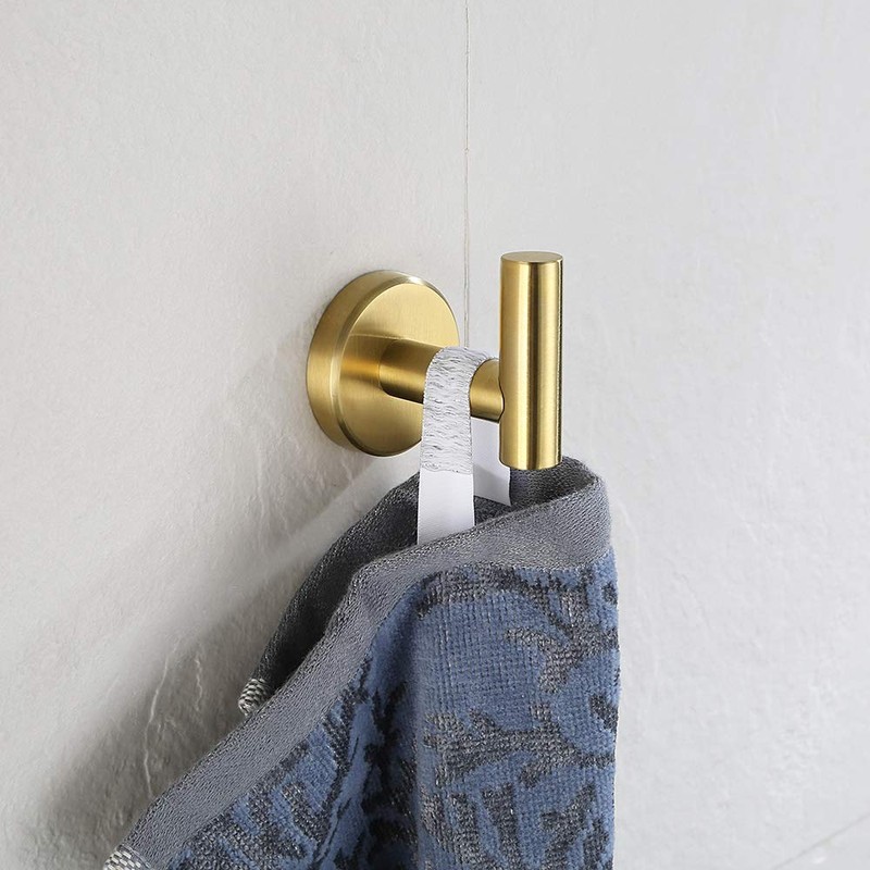 JQK Bathroom Towel Hook Brushed Gold, Brass Coat Robe Clothes